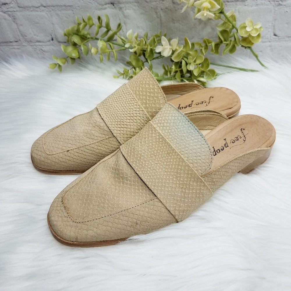 Free People At Ease Reptile Print Mules Loafers